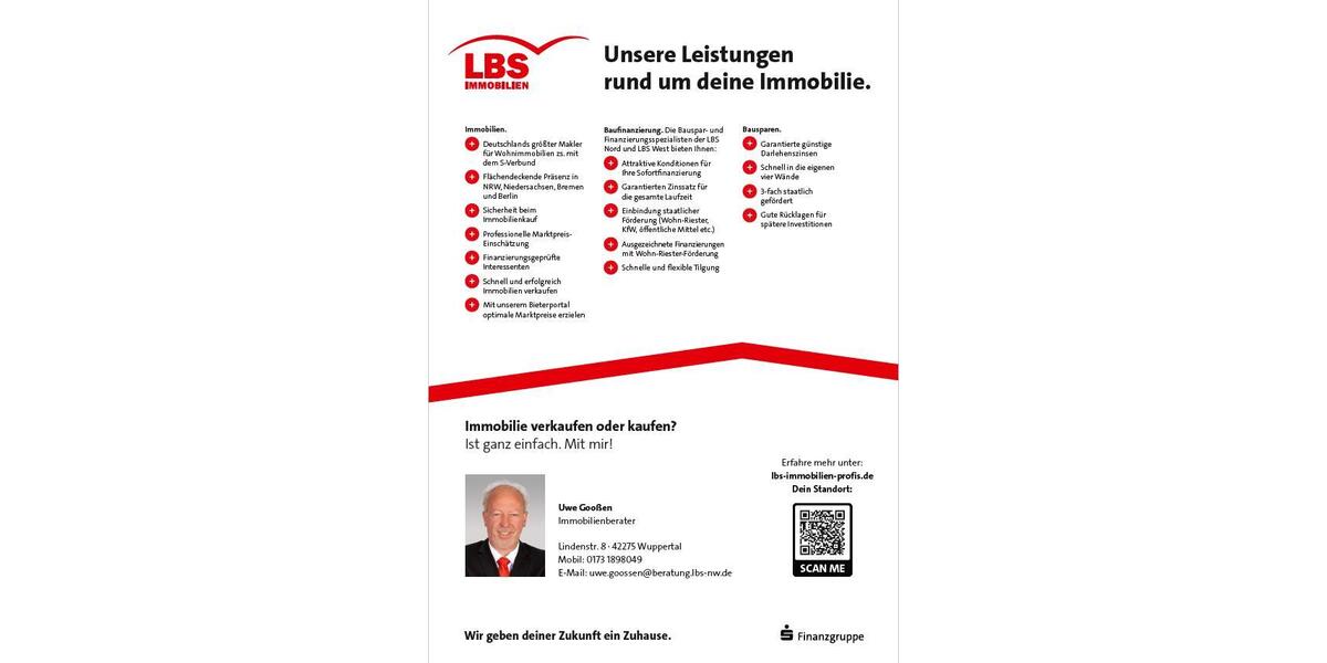 Etagenwohnung Wuppertal Gemarkung Langerfeld - 2 Zimmer, 61 m&sup2;, 600&euro; | Angebot:25256998