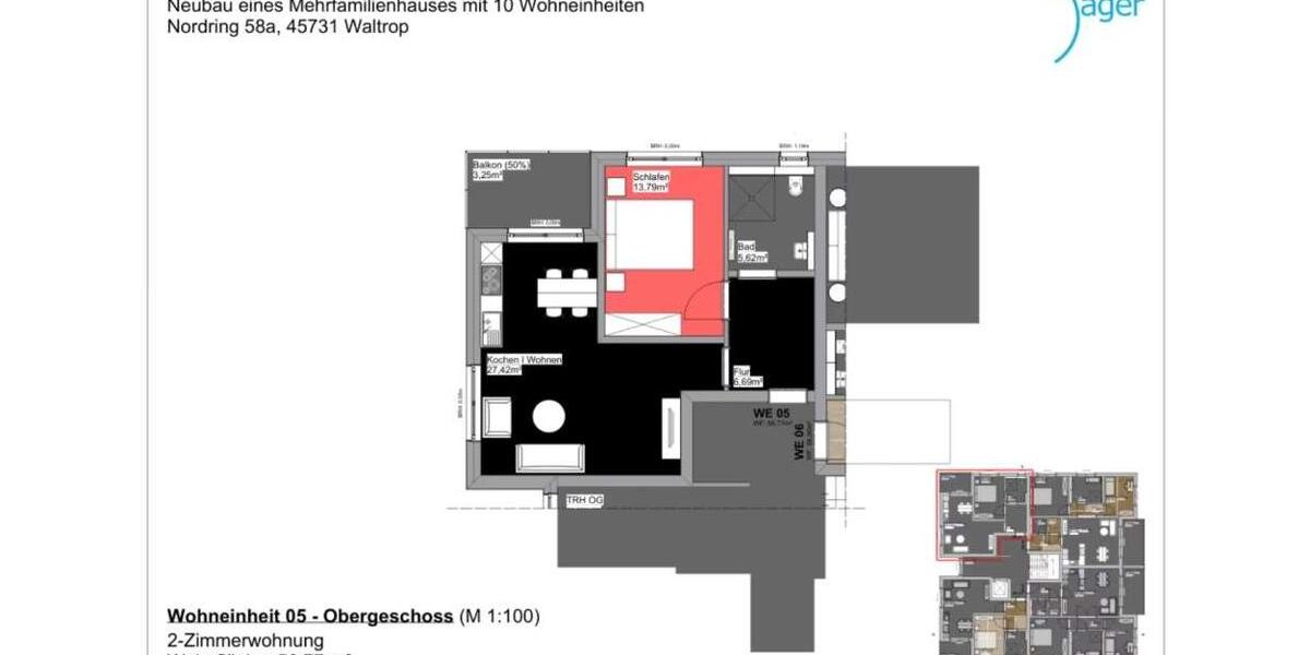 Etagenwohnung Waltrop - 2 Zimmer, 57 m&sup2;, 824&euro; | Angebot:25648678