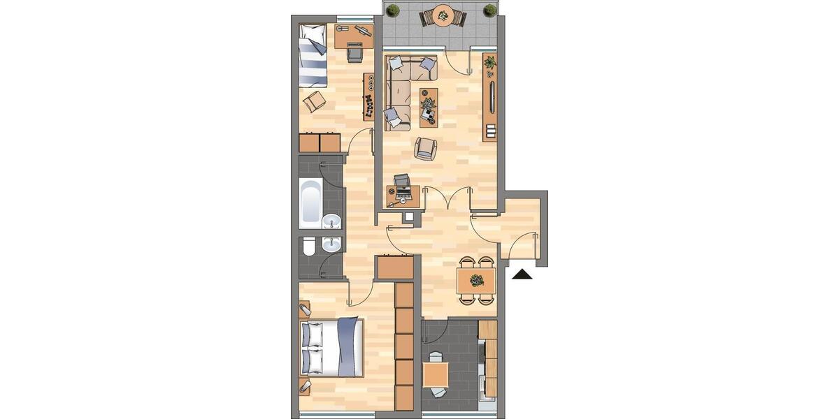 Erdgeschoßwohnung Dortmund Scharnhorst - 3 Zimmer, 76 m&sup2;, 629&euro; | Angebot:25368016