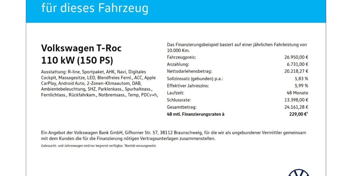 VW T-Roc 58.023 km 26.950 &euro; Wuppertal 42109