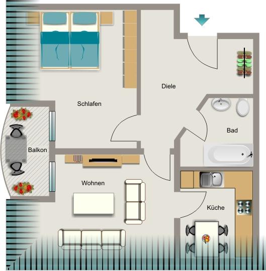 Etagenwohnung Marl - 2.5 Zimmer, 61 m&sup2;, 364&euro; | Angebot:23732762