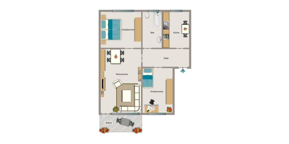 Erdgeschoßwohnung Recklinghausen König Ludwig - 3.5 Zimmer, 62 m&sup2;, 555&euro; | Angebot:25956762