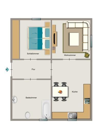 Etagenwohnung Marl - 2.5 Zimmer, 50 m&sup2;, 405&euro; | Angebot:24377816