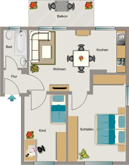 Etagenwohnung Mülheim an der Ruhr Mellinghofen - 3.5 Zimmer, 56 m&sup2;, 449&euro; | Angebot:25908584